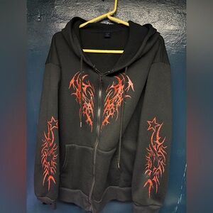 Black zipper hoodie .awesome red design